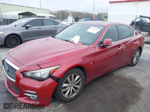 2014 Infiniti Q50 Premium with VIN JN1BV7AR7EM699016, listed as a IAAI auction lot 41858326 with 222,127 mi miles. Bid and sale history available at carsss.com. Image 16.