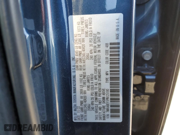 2023 Mazda CX-50 Premium Plus with VIN 7MMVABEY1PN125180, listed as a Copart auction lot 52075375 with 32,483 mi miles and Salvage Title. Bid and sale history available at DreamBid. Image 13.