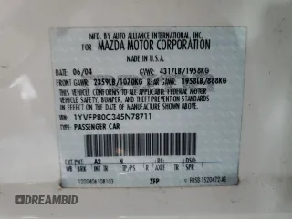2004 Mazda 6 i with VIN 1YVFP80C345N78711, listed as a Copart auction lot 47391735 with Not Provided miles and Salvage Title. Bid and sale history available at DreamBid. Image 14.