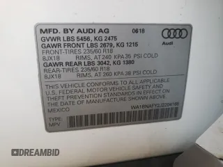 2018 Audi Q5 Premium Plus with VIN WA1BNAFY2J2204165, listed as a Copart auction lot 69651452 with 40,572 mi miles. Bid and sale history available at carsss.com. Image 14.