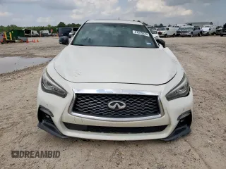 2018 Infiniti Q50 Red Sport 400 with VIN JN1FV7AP4JM460467, listed as a Copart auction lot 57075525 with 182,405 mi miles and Salvage title. Bid and sale history available at DreamBid. Image 5.
