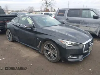 2018 Infiniti Q60 3.0t Luxe with VIN JN1EV7EL0JM390985, listed as a IAAI auction lot 41036504 with 43,520 mi miles and . Bid and sale history available at carsss.com. Image 1.