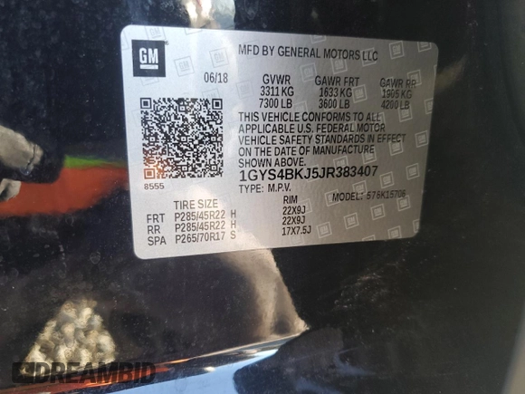 2018 Cadillac Escalade Luxury z VIN 1GYS4BKJ5JR383407, wystawiony jako Copart lot #46057505 z przebiegiem 97 057 mil mil oraz Szkoda całkowita • Salvage title. Historia ofert i sprzedaży dostępna na DreamBid. Obrazek 13.