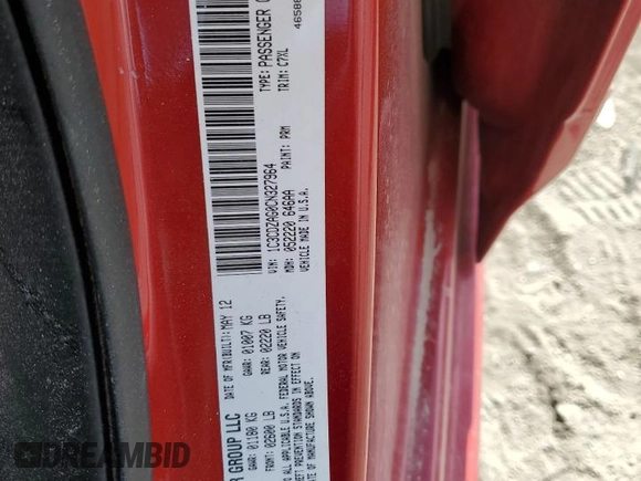 2012 Dodge Avenger SE with VIN 1C3CDZAG0CN327964, listed as a Copart auction lot 45329145 with 97,401 mi miles and Salvage Title. Bid and sale history available at DreamBid. Image 13.