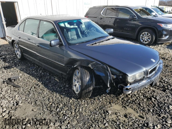2001 BMW 7 Series 740iL with VIN WBAGH83491DP25351, listed as a Copart auction lot 46462335 with 0 mi miles and Salvage Title. Bid and sale history available at carsss.com. Image 4.