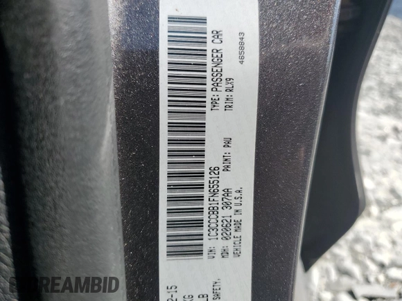 2015 Chrysler 200 S with VIN 1C3CCCBB1FN655126, listed as a Copart auction lot 57290915 with 148,355 mi miles and Salvage title. Bid and sale history available at DreamBid. Image 12.