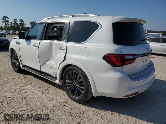 2021 Infiniti QX80 LUXE with VIN JN8AZ2AF2M9715442, listed as a Copart auction lot 75329304 with 26,125 mi miles and Salvage Title. Bid and sale history available at carsss.com. Image 2.