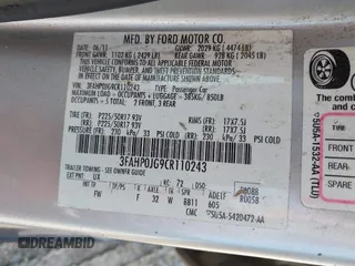 2012 Ford Fusion SEL with VIN 3FAHP0JG9CR110243, listed as a IAAI auction lot 42419099 with 164,000 mi miles and . Bid and sale history available at DreamBid. Image 9.