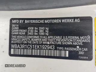 2014 BMW 4 Series 435i with VIN WBA3R1C51EK192943, listed as a Copart auction lot 55360855 with 163,316 mi miles and Clean Title. Bid and sale history available at carsss.com. Image 13.