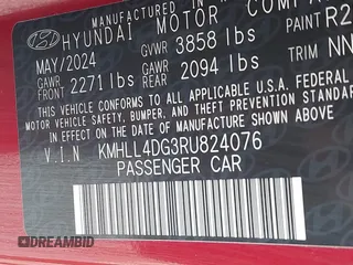 2024 Hyundai Elantra SE z VIN KMHLL4DG3RU824076, wystawiony jako IAAI lot #42471521 z przebiegiem 2 359 mil mil oraz . Historia ofert i sprzedaży dostępna na DreamBid. Obrazek 9.