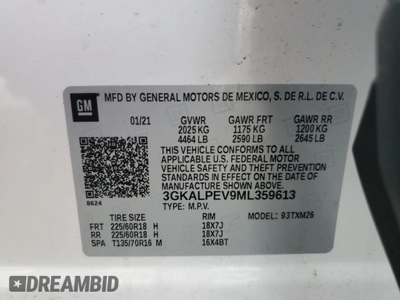 2021 GMC Terrain SLT z VIN 3GKALPEV9ML359613, wystawiony jako Copart lot #57420515 z przebiegiem 19 315 mil mil oraz Czysty tytuł • Clean title. Historia ofert i sprzedaży dostępna na DreamBid. Obrazek 13.