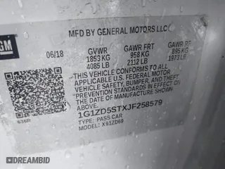 2018 Chevrolet Malibu LT with VIN 1G1ZD5STXJF258579, listed as a IAAI auction lot 41517217 with 78,975 mi miles. Bid and sale history available at carsss.com. Image 9.