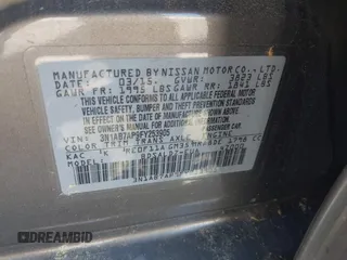 2015 Nissan Sentra S with VIN 3N1AB7AP9FY253905, listed as a IAAI auction lot 42193405 with 132,360 mi miles. Bid and sale history available at carsss.com. Image 9.