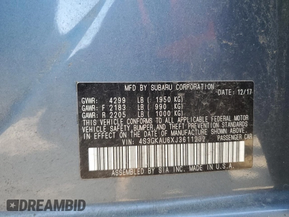 2018 Subaru Impreza Limited with VIN 4S3GKAU6XJ3611232, listed as a Copart auction lot 78782664 with 75,741 mi miles and Salvage title. Bid and sale history available at DreamBid. Image 12.