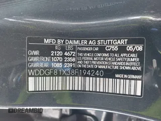 2008 Mercedes-Benz C 300 Sport with VIN WDDGF81X38F194240, listed as a IAAI auction lot 41355340 with Not Provided miles and . Bid and sale history available at DreamBid. Image 9.