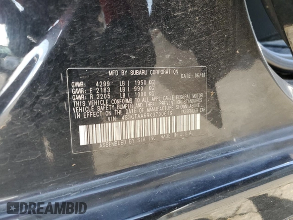 2019 Subaru Impreza with VIN 4S3GTAA69K3700616, listed as a Copart auction lot 61493095 with 71,381 mi miles and Salvage title. Bid and sale history available at DreamBid. Image 13.