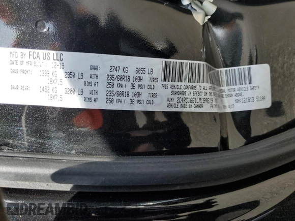 2020 Chrysler Pacifica Limited z VIN 2C4RC1GG1LR150619, wystawiony jako Copart lot #54388955 z przebiegiem 59 297 mil mil oraz Szkoda całkowita • Salvage title. Historia ofert i sprzedaży dostępna na DreamBid. Obrazek 13.