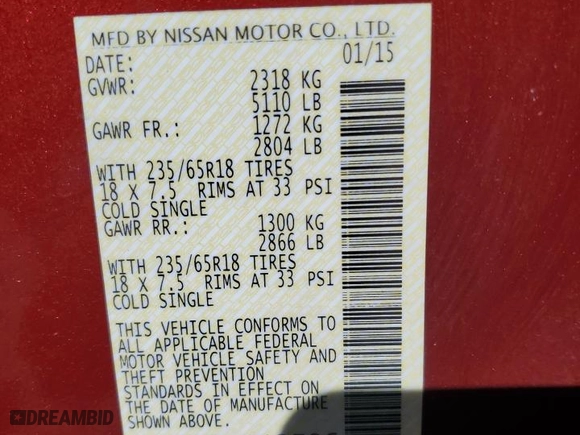2015 Nissan Murano SV with VIN 5N1AZ2MG7FN212706, listed as a Copart auction lot 79974704 with 185,262 mi miles and Salvage Title. Bid and sale history available at carsss.com. Image 13.