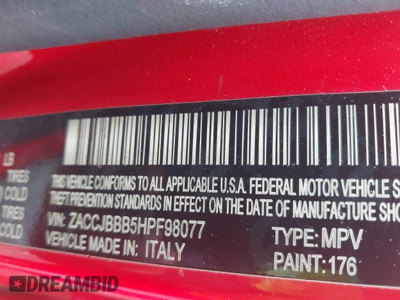 2017 Jeep Renegade Latitude z VIN ZACCJBBB5HPF98077, wystawiony jako IAAI lot #42323925 z przebiegiem 78 893 mil mil oraz . Historia ofert i sprzedaży dostępna na DreamBid. Obrazek 9.