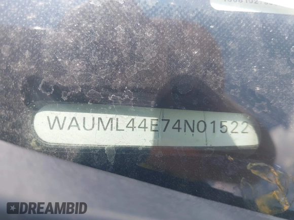 2004 Audi A8 with VIN WAUML44E74N015221, listed as a IAAI auction lot 42729148 with 165,725 mi miles and . Bid and sale history available at DreamBid. Image 9.