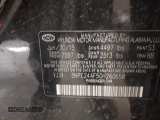 2016 Hyundai Sonata SE z VIN 5NPE24AF5GH260658, wystawiony jako IAAI lot #41884896 z przebiegiem 127 645 mil mil oraz . Historia ofert i sprzedaży dostępna na DreamBid. Obrazek 9.