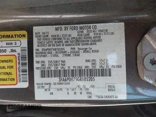 2016 Ford Fusion SE with VIN 3FA6P0H75GR105205, listed as a IAAI auction lot 42243828 with 231,818 mi miles and . Bid and sale history available at DreamBid. Image 9.
