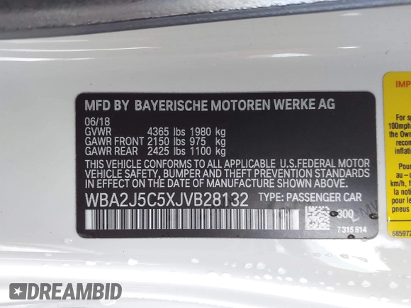 2018 BMW 2 Series M240i with VIN WBA2J5C5XJVB28132, listed as a IAAI auction lot 38936618 with 32,014 mi miles and . Bid and sale history available at DreamBid. Image 9.