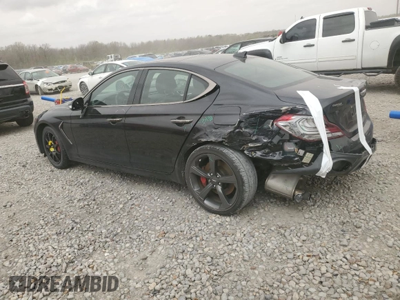 2021 Genesis G70 3.3T with VIN KMTG34LE0MU070859, listed as a Copart auction lot 49269845 with 47,988 mi miles and Salvage Title. Bid and sale history available at carsss.com. Image 2.