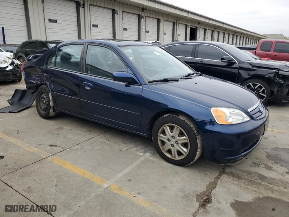2003 Honda Civic EX with VIN 1HGES26763L033654, listed as a Copart auction lot 80554374 with 58,372 mi miles and Salvage Title. Bid and sale history available at carsss.com. Image 4.