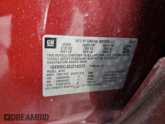 2018 GMC Acadia Denali with VIN 1GKKNXLS5JZ142670, listed as a Copart auction lot 45827935 with 87,660 mi miles and Salvage title. Bid and sale history available at DreamBid. Image 13.