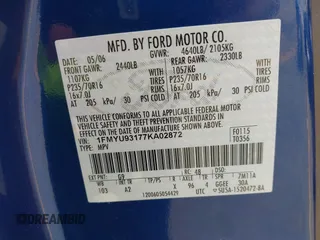 2007 Ford Escape XLT с VIN 1FMYU93177KA02872, выставлен на аукционе IAAI как лот 42356149 с пробегом 134 150 миль миль и . История ставок и продаж доступна на DreamBid. Изображение 9.