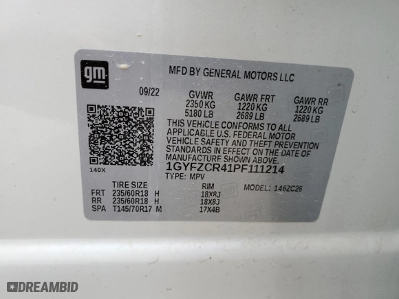 2023 Cadillac XT4 FWD Premium Luxury with VIN 1GYFZCR41PF111214, listed as a Copart auction lot 53532575 with 13,340 mi miles and Salvage Title. Bid and sale history available at carsss.com. Image 13.