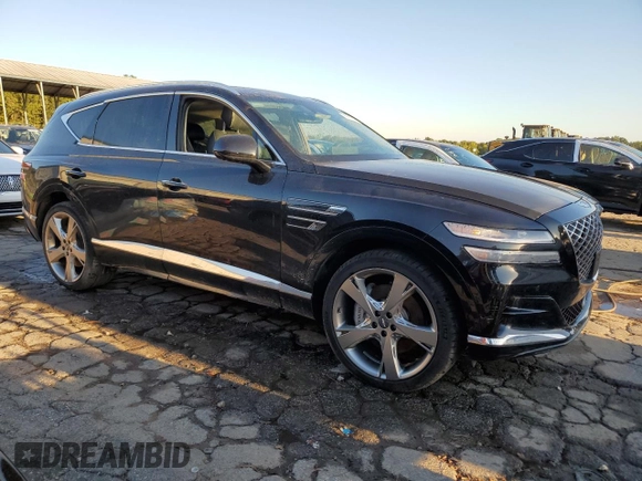 2022 Genesis GV80 with VIN KMUHCESC4NU080544, listed as a Copart auction lot 74490614 with 27,720 mi miles and Salvage title. Bid and sale history available at DreamBid. Image 4.