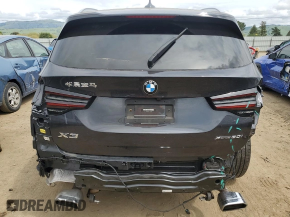 2022 BMW X3 xDrive30i with VIN 5UX53DP02N9J49988, listed as a Copart auction lot 52030915 with 32,916 mi miles and Salvage Title. Bid and sale history available at DreamBid. Image 6.
