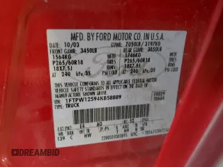 2004 Ford F-150 XLT z VIN 1FTPW12594KB58889, wystawiony jako Copart lot #63860295 z przebiegiem 210 715 mil mil oraz Nie do naprawy • Non repairable. Historia ofert i sprzedaży dostępna na DreamBid. Obrazek 12.