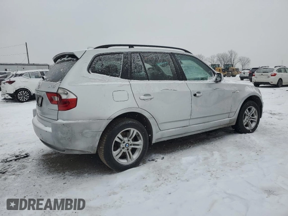 2005 BMW X3 3.0i with VIN WBXPA93445WD07826, listed as a Copart auction lot 88042075 with 0 mi miles and Salvage Title. Bid and sale history available at carsss.com. Image 3.