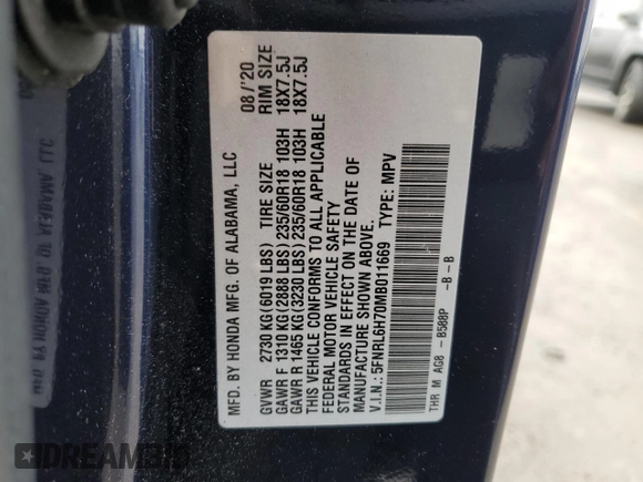 2021 Honda Odyssey EX-L with VIN 5FNRL6H70MB011669, listed as a Copart auction lot 43685815 with 77,542 mi miles and Salvage Title. Bid and sale history available at DreamBid. Image 15.