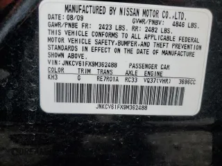 2009 Infiniti G37 x with VIN JNKCV61FX9M362488, listed as a Copart auction lot 52067695 with 117,511 mi miles and Salvage Title. Bid and sale history available at carsss.com. Image 12.