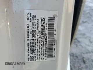2016 Honda Odyssey Touring Elite with VIN 5FNRL5H90GB007492, listed as a Copart auction lot 55474445 with Not Provided miles and Salvage Title. Bid and sale history available at DreamBid. Image 14.