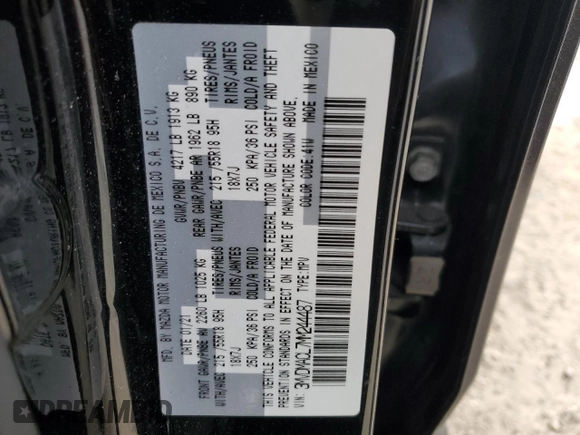 2021 Mazda CX-30 Preferred with VIN 3MVDMACL7MM244487, listed as a Copart auction lot 84307604 with 72,017 mi miles and Salvage Title. Bid and sale history available at DreamBid. Image 15.