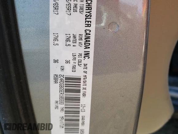 2014 Dodge Grand Caravan American Value with VIN 2C4RDGBG5ER185593, listed as a Copart auction lot 48768065 with 167,834 mi miles and Salvage Title. Bid and sale history available at DreamBid. Image 12.