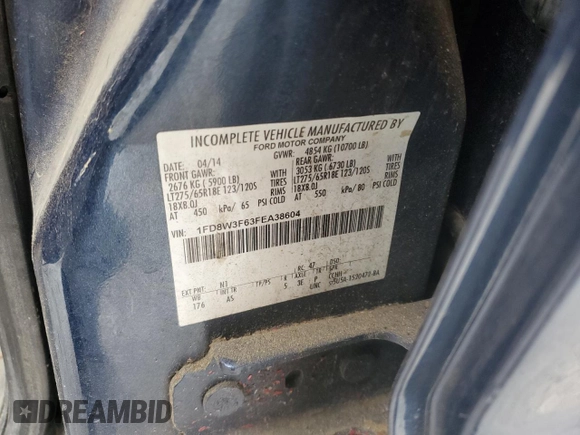 2015 Ford F-350 with VIN 1FD8W3F63FEA38604, listed as a Copart auction lot 47379115 with 215,048 mi miles and Salvage title. Bid and sale history available at DreamBid. Image 12.