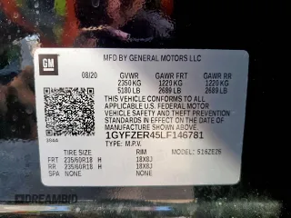 2020 Cadillac XT4 FWD Sport with VIN 1GYFZER45LF146781, listed as a Copart auction lot 65171615 with 65,177 mi miles and Salvage title. Bid and sale history available at DreamBid. Image 13.