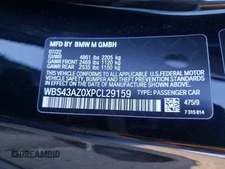 2023 BMW M4 Competition xDrive with VIN WBS43AZ0XPCL29159, listed as a Copart auction lot 38598783 with 4,862 mi miles. Bid and sale history available at carsss.com. Image 13.