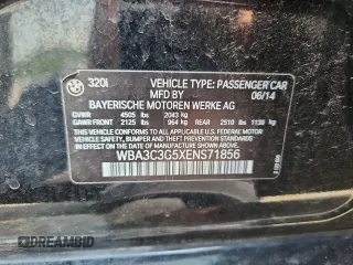 2014 BMW 3 Series 320i xDrive with VIN WBA3C3G5XENS71856, listed as a Copart auction lot 58265805 with 122,478 mi miles and Salvage title. Bid and sale history available at DreamBid. Image 13.