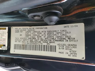 2005 Lexus GX 470 with VIN JTJBT20X450071179, listed as a Copart auction lot 56757415 with 194,709 mi miles and Clean Title. Bid and sale history available at DreamBid. Image 12.