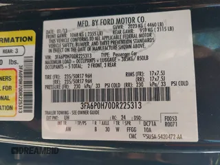2013 Ford Fusion SE with VIN 3FA6P0H70DR225313, listed as a IAAI auction lot 42210008 with 70,267 mi miles and . Bid and sale history available at DreamBid. Image 9.