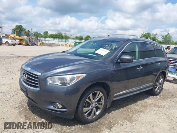 2013 Infiniti JX35 with VIN 5N1AL0MM7DC338388, listed as a IAAI auction lot 42122454 with 184,715 mi miles. Bid and sale history available at carsss.com. Image 2.