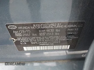 2015 Hyundai Sonata Sport z VIN 5NPE34AB8FH232023, wystawiony jako IAAI lot #42093888 z przebiegiem 212 144 mil mil oraz . Historia ofert i sprzedaży dostępna na DreamBid. Obrazek 9.