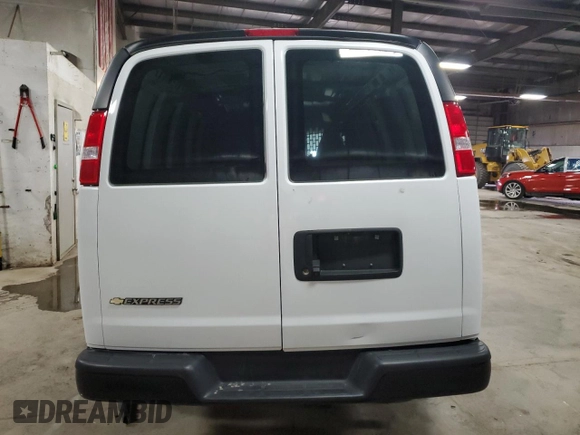 2023 Chevrolet Express Cargo with VIN 1GCWGAFP1P1109667, listed as a Copart auction lot 57017295 with Not provided miles and Salvage title. Bid and sale history available at DreamBid. Image 6.